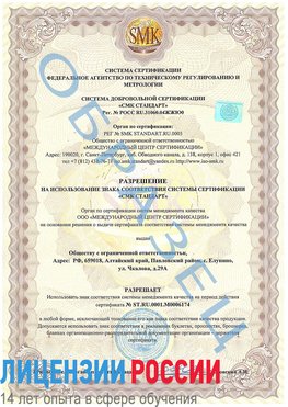 Образец разрешение Кодинск Сертификат ISO 22000
